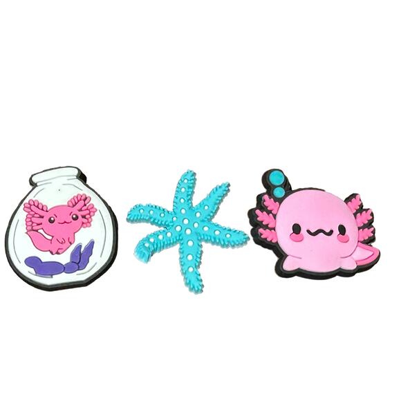 NEW Axolotl Silicone Shoe Charms for Crocs or Bags Set of 3 - Picture 1 of 2